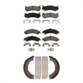 Front Rear Ceramic Brake Pads Parking Shoes Kit For Chevrolet Silverado 1500 GMC