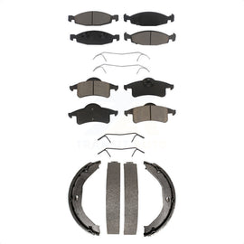 Front Rear Ceramic Brake Pads And Parking Shoes Kit For Jeep Grand Cherokee