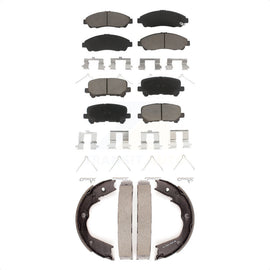 Front Rear Ceramic Brake Pads And Parking Shoe Kit For Honda Pilot Acura MDX ZDX