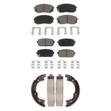 Front Rear Ceramic Brake Pads And Parking Shoes Kit For 2007-2010 Kia Rondo