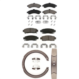 Front Rear Ceramic Brake Pads Parking Shoe Kit For Chevrolet Trailblazer GMC EXT