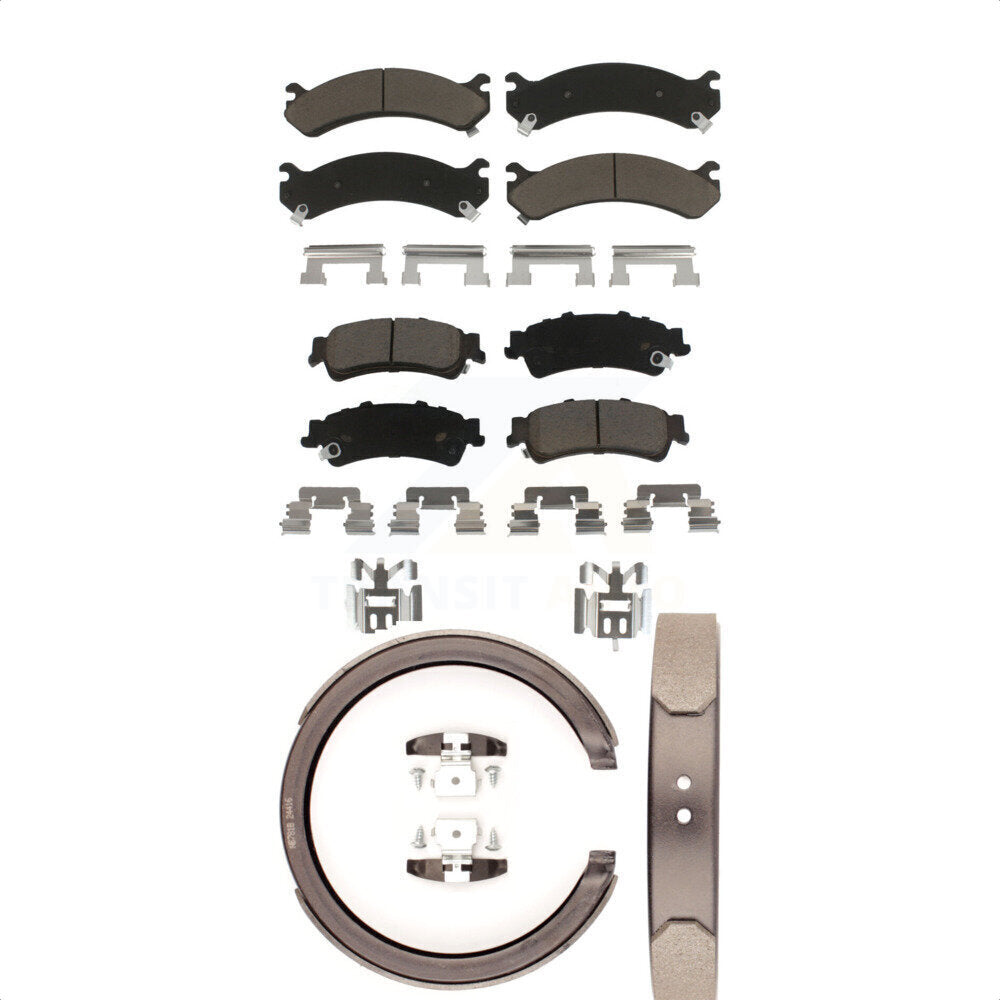 Front Rear Ceramic Brake Pads And Parking Shoes Kit For Cadillac DeVille DTS