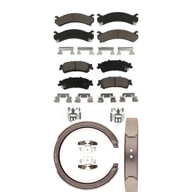 Front Rear Ceramic Brake Pads And Parking Shoes Kit For Cadillac DeVille DTS