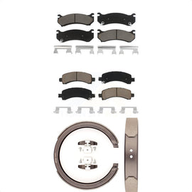 Front Rear Ceramic Brake Pads Parking Shoes Kit For Chevrolet Tahoe GMC Suburban