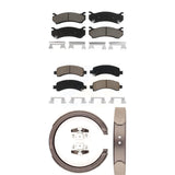 Front Rear Ceramic Brake Pads Parking Shoes Kit For Chevrolet Tahoe GMC Suburban