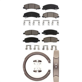 Front Rear Ceramic Brake Pads And Parking Shoes Kit For Cadillac DTS