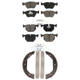 Front Rear Ceramic Brake Pads And Parking Shoes Kit For BMW 330Ci 330i 330xi