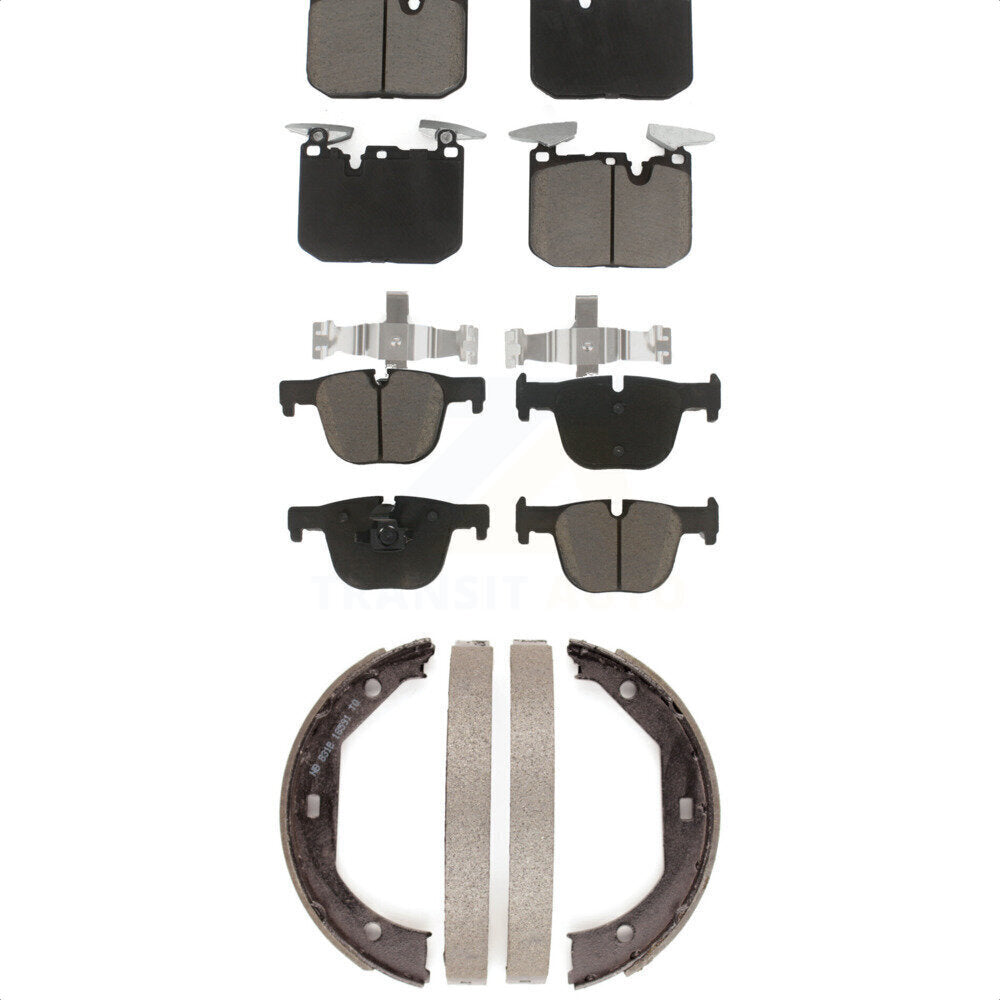 Front Rear Ceramic Brake Pads & Parking Shoe Kit For BMW 335i 340i 440i xDrive 3
