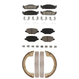 Front Rear Ceramic Brake Pads And Parking Shoes Kit For 2010-2012 Lincoln MKT