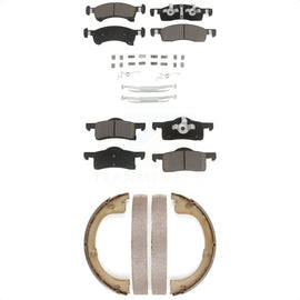 Front Rear Ceramic Brake Pads And Parking Shoes Kit For Ford Expedition Lincoln
