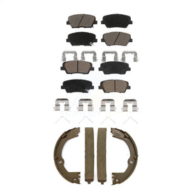 Front Rear Ceramic Brake Pads Parking Shoes Kit For 17-18 Hyundai Santa Fe Sport