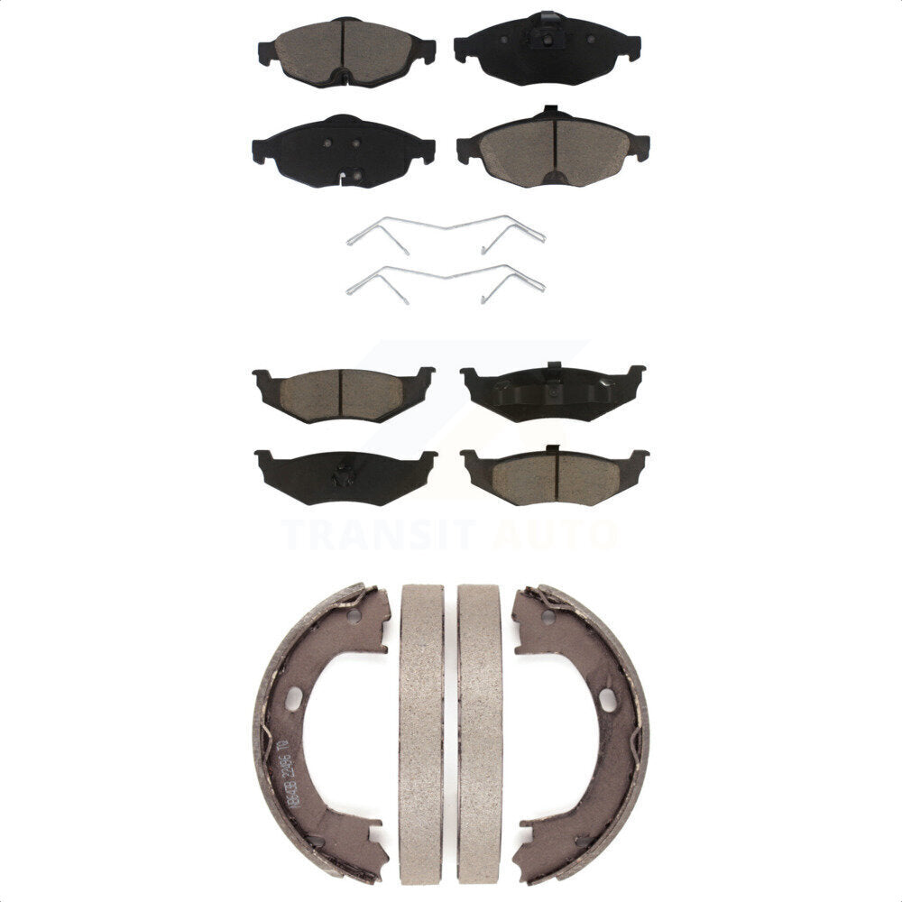 Front Rear Ceramic Brake Pads And Parking Shoes Kit For Chrysler Sebring Dodge