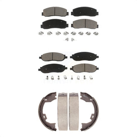 Front Rear Ceramic Brake Pads & Parking Shoe Kit For Ford F-250 Super Duty F-350