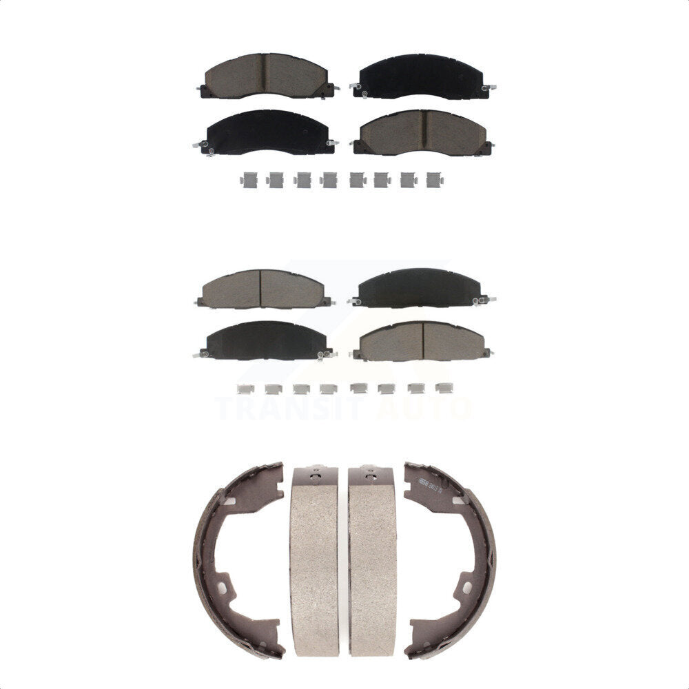 Front Rear Ceramic Brake Pads And Parking Shoes Kit For Ram 2500 3500 1500 Dodge