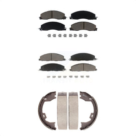 Front Rear Ceramic Brake Pads And Parking Shoes Kit For Ram 2500 3500 1500 Dodge
