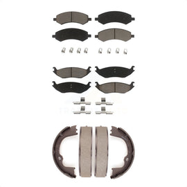 Front Rear Ceramic Brake Pads Parking Shoes Kit For Ram 1500 Dodge Classic Aspen