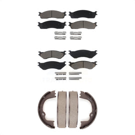 Front Rear Ceramic Brake Pads And Parking Shoes Kit For Dodge Ram 1500