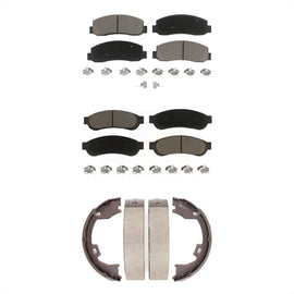 Front Rear Ceramic Brake Pads And Parking Shoes Kit For Ford F-350 Super Duty