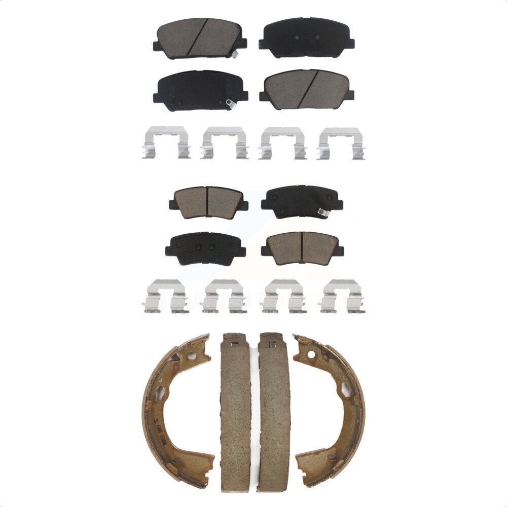 Front Rear Ceramic Brake Pads And Parking Shoes Kit For Kia Optima