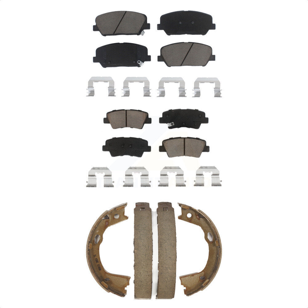 Front Rear Ceramic Brake Pads Parking Shoe Kit For 13 Kia Optima EX/SX with 2.0L