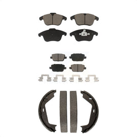 Front Rear Ceramic Brake Pads And Parking Shoes Kit For 2007-2009 Volvo S80 FWD