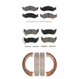 Front Rear Ceramic Brake Pads And Parking Shoes Kit For Jeep Wrangler TJ