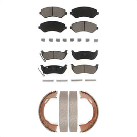 Front Rear Ceramic Brake Pads And Parking Shoes Kit For 2003-2007 Jeep Liberty