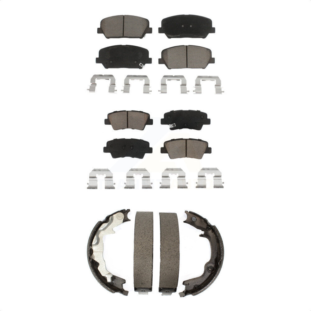 Front Rear Ceramic Brake Pads And Parking Shoes Kit For 2014-2014 Kia Forte Koup