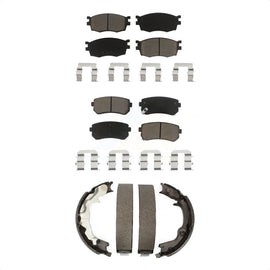 Front Rear Ceramic Brake Pads & Parking Shoe Kit For Hyundai Accent Kia Rio Rio5