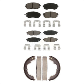 Front Rear Ceramic Brake Pads And Parking Shoes Kit For Subaru Outback Forester
