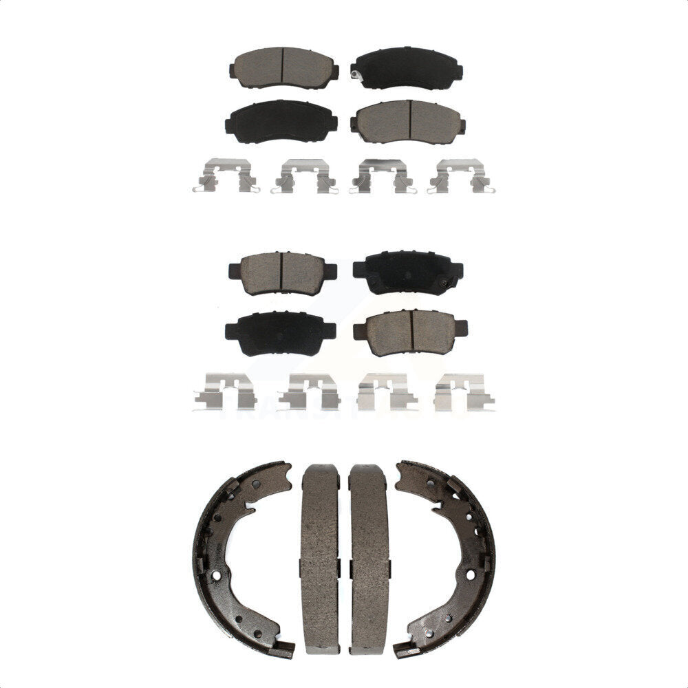 Front Rear Ceramic Brake Pads And Parking Shoes Kit For 2005-2010 Honda Odyssey