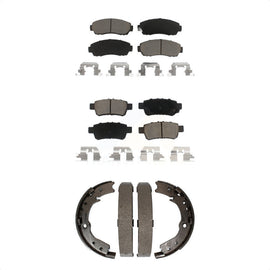 Front Rear Ceramic Brake Pads And Parking Shoes Kit For 2005-2010 Honda Odyssey