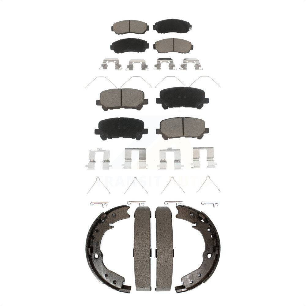 Front Rear Ceramic Brake Pads And Parking Shoes Kit For 2011-2017 Honda Odyssey