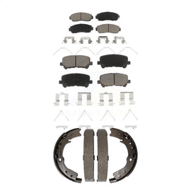 Front Rear Ceramic Brake Pads And Parking Shoes Kit For 2011-2017 Honda Odyssey
