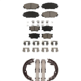 Front Rear Ceramic Brake Pads & Parking Shoes Kit For Toyota RAV4 Matrix Pontiac