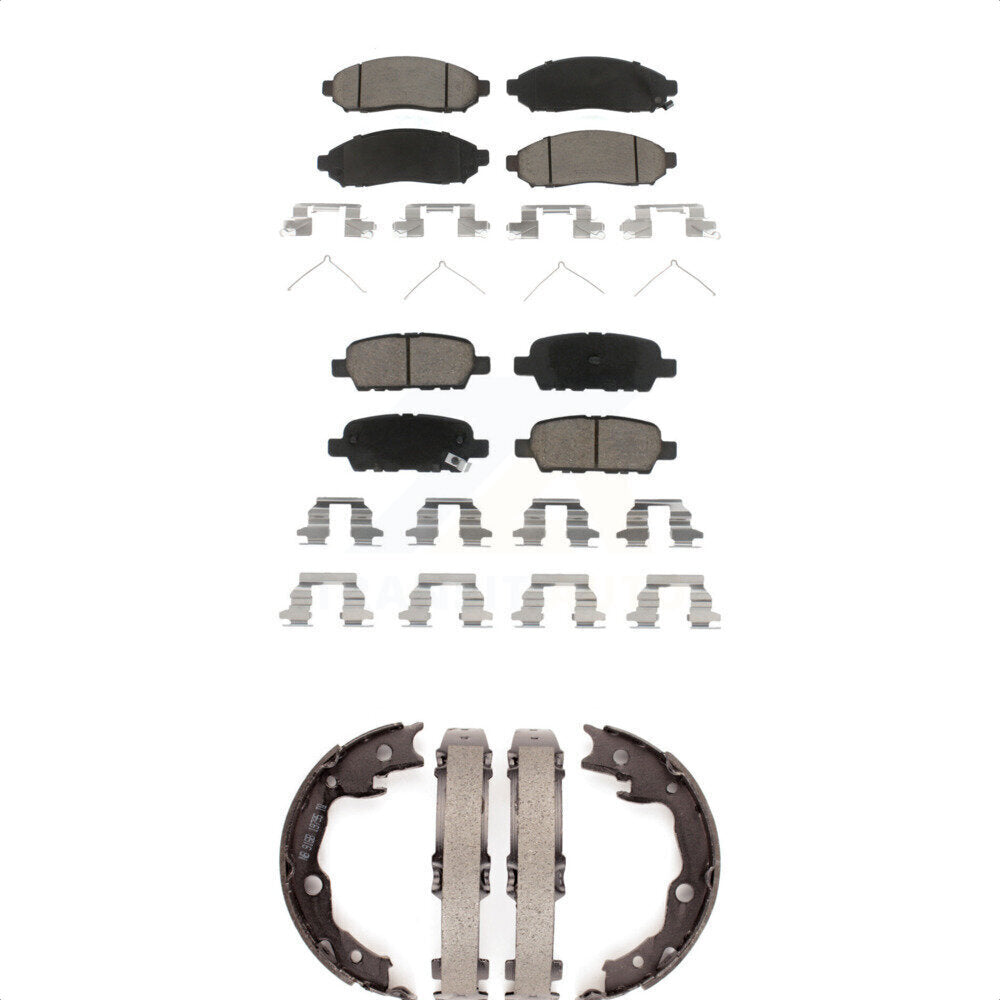 Front Rear Ceramic Brake Pads And Parking Shoes Kit For 2011-2013 Nissan LEAF