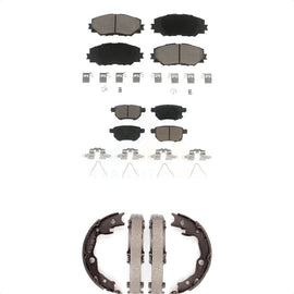 Front Rear Ceramic Brake Pads & Parking Shoes Kit For Toyota Matrix Pontiac Vibe