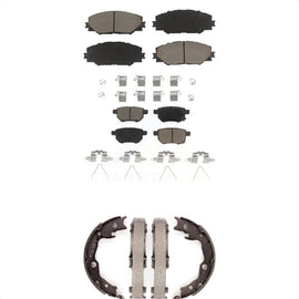 Front Rear Ceramic Brake Pads & Parking Shoes Kit For Toyota Matrix Pontiac Vibe
