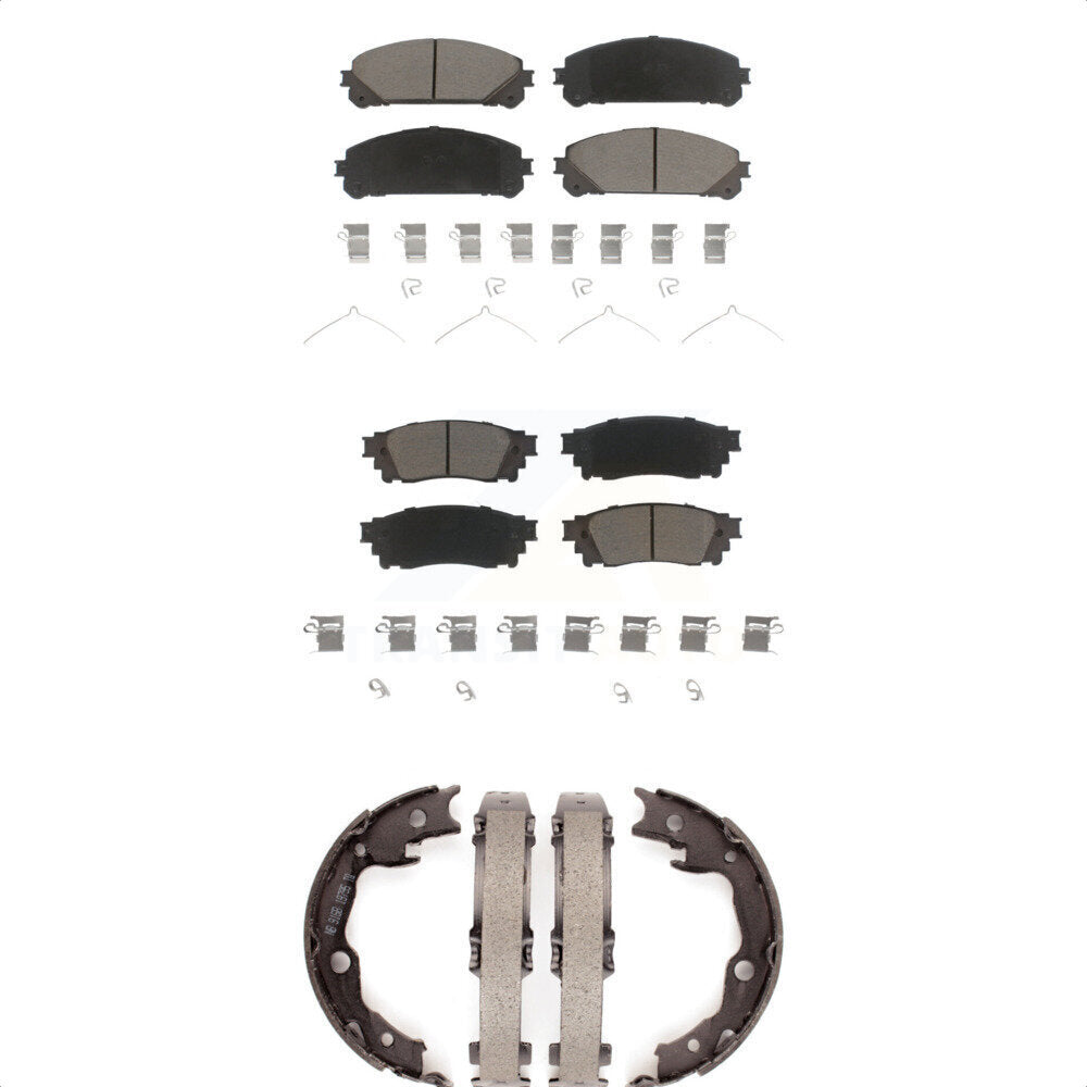 Front Rear Ceramic Brake Pads & Parking Shoes Kit For 2020-2021 Toyota Camry TRD