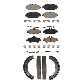 Front Rear Ceramic Brake Pads & Parking Shoe Kit For Sprinter 2500 Mercedes-Benz