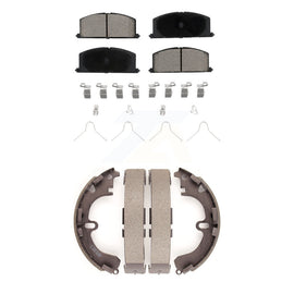 Front Rear Ceramic Brake Pads & Drum Shoes Kit For Toyota Corolla Geo Prizm Nova