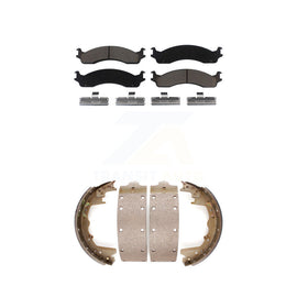 Front Rear Ceramic Brake Pads & Drum Shoe Kit For Dodge Ford Ram 2500 F-350 3500