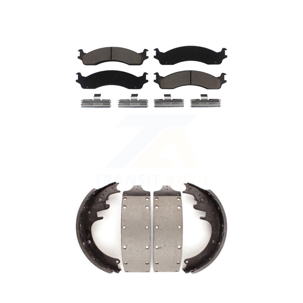 Front Rear Ceramic Brake Pads And Drum Shoes Kit For Dodge Ram 3500 Van