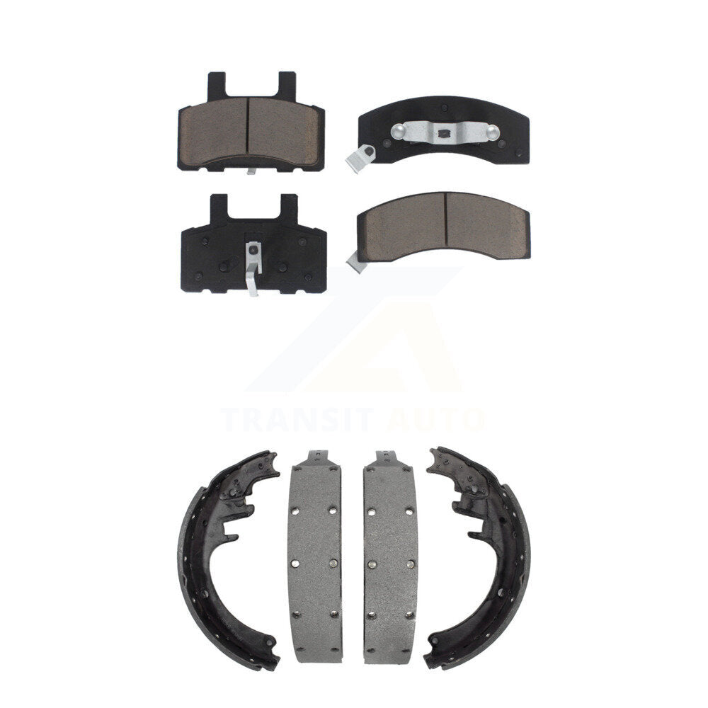 Front Rear Ceramic Brake Pads & Drum Shoe Kit For Chevrolet Dodge Ram 2500 K2500