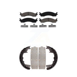 Front Rear Ceramic Brake Pads Drum Shoe Kit For Ford F-350 E-250 F-250 Econoline