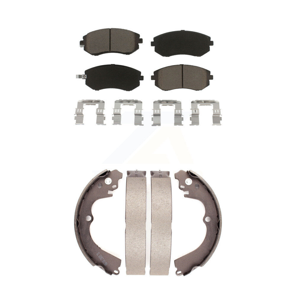 Front Rear Ceramic Brake Pads Drum Shoes Kit For Subaru Forester Impreza Outback
