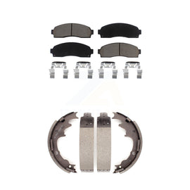 Front Rear Ceramic Brake Pads & Drum Shoes Kit For Ford Ranger Mazda B2300 B3000