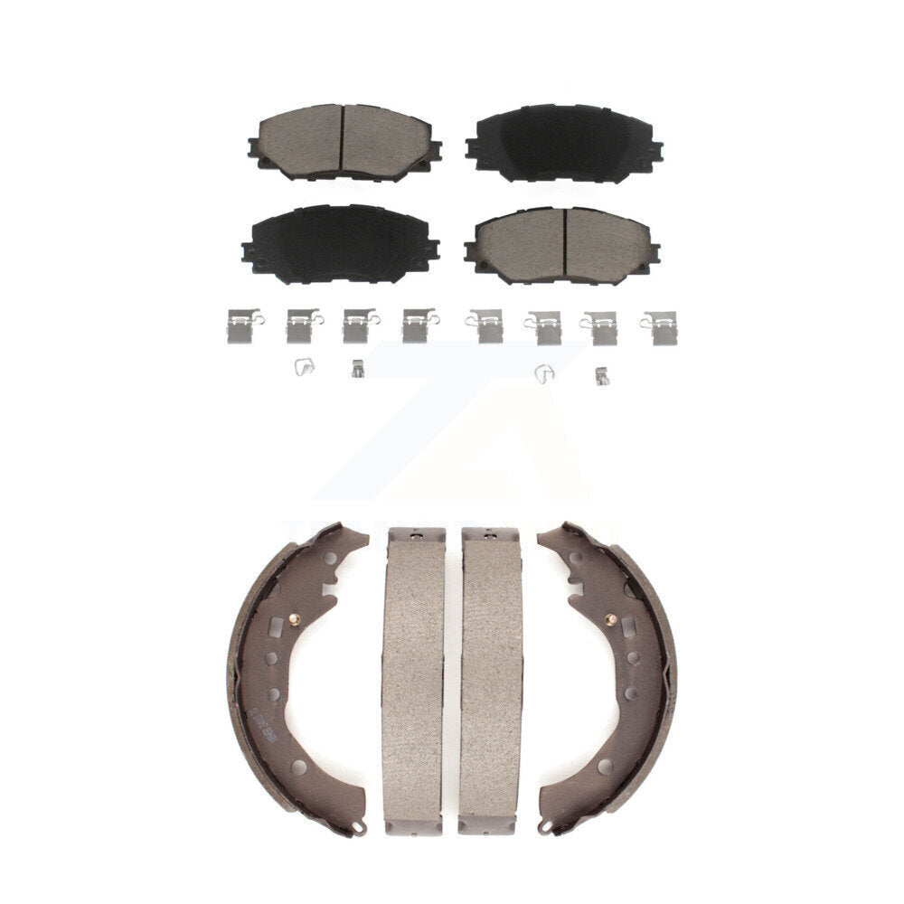 Front Rear Ceramic Brake Pads And Drum Shoes Kit For Toyota Corolla Scion xD