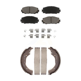 Front Rear Ceramic Brake Pads And Drum Shoes Kit For Toyota Prius C Scion iQ