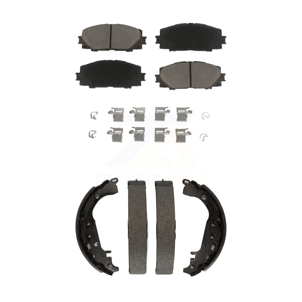 Front Rear Ceramic Brake Pads And Drum Shoes Kit For Toyota Yaris